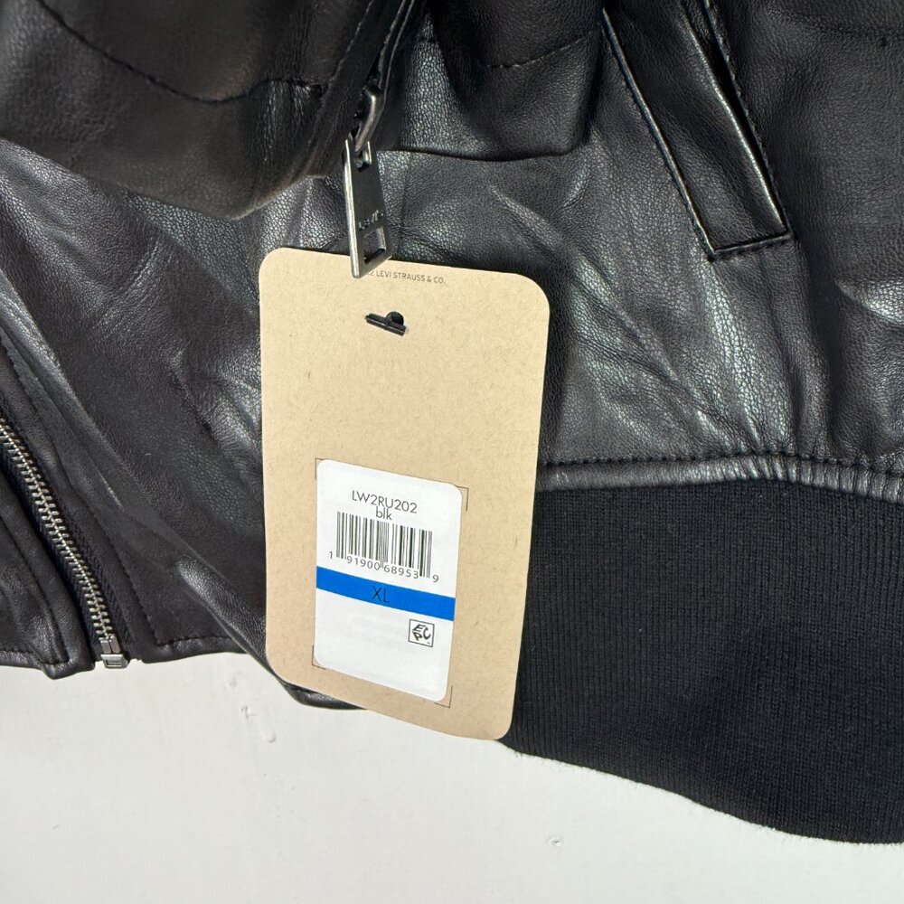 NWT Levi's Lightweight Faux Leather Bomber Jacket Zippers Black Size XL NEW - Picture 6 of 16